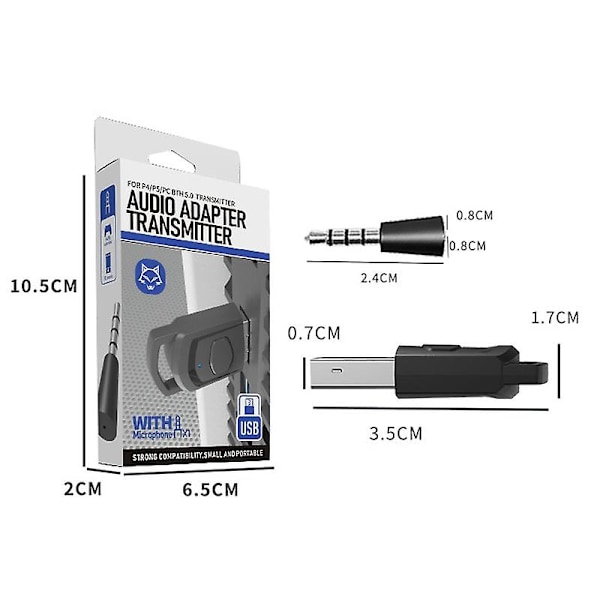 Kompatibel med PS4 / PS5 / PC HS PS5101 Trådløs Headset Transmitter Headset Transmitter