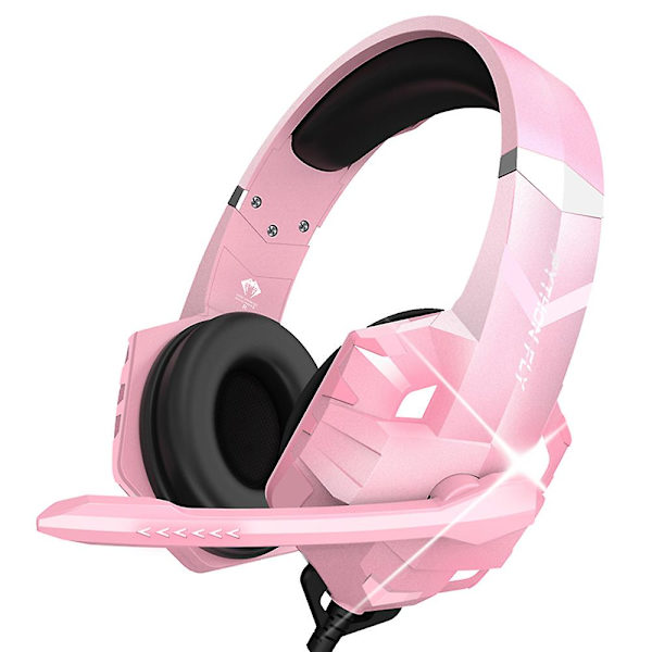 G9000max Spelheadset med Brusisolerande 120 Justerbar Omnidirektionell Mikrofon 40mm Drivrutinsenhet Rosa