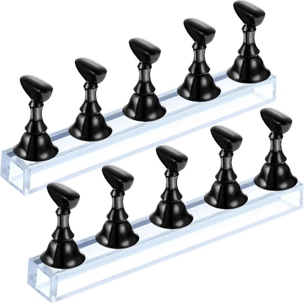 2 stk. Akryl Negle Display Stand Negle Tip Øvelsesholder, Sort