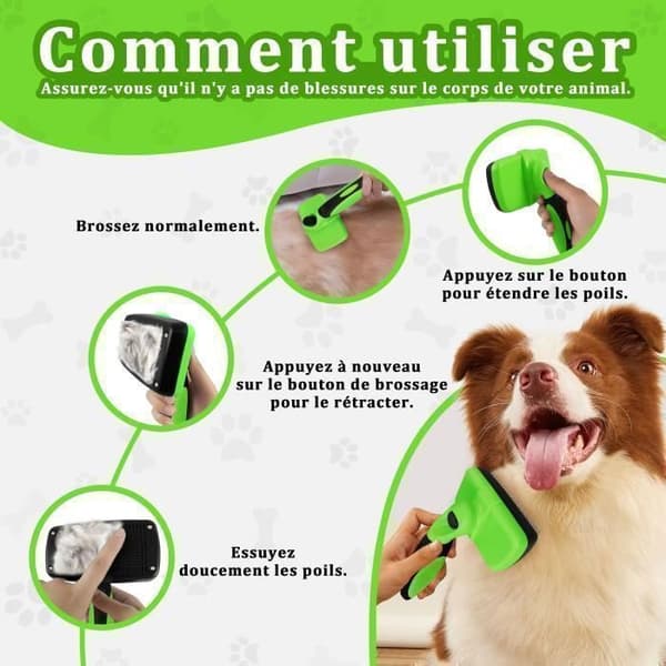 Kæledyrsbørste - Qianruida - Selvrensende - Ergonomisk - Fjernelse af underuld