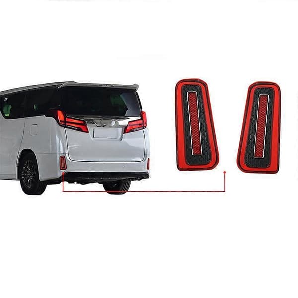 2X LED Bagkofanger Reflektor Hale Bremselys til Alphard Vellfire 30 Serie 2015-2018 Rød