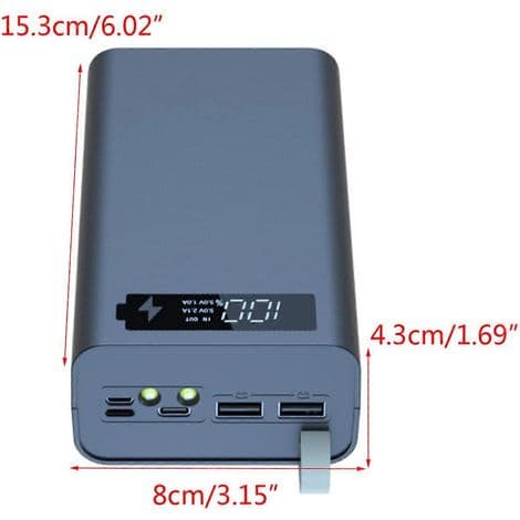 12-slots opladningsetui til 18650-batterier - Bærbar DIY-strømforsyning til projekter
