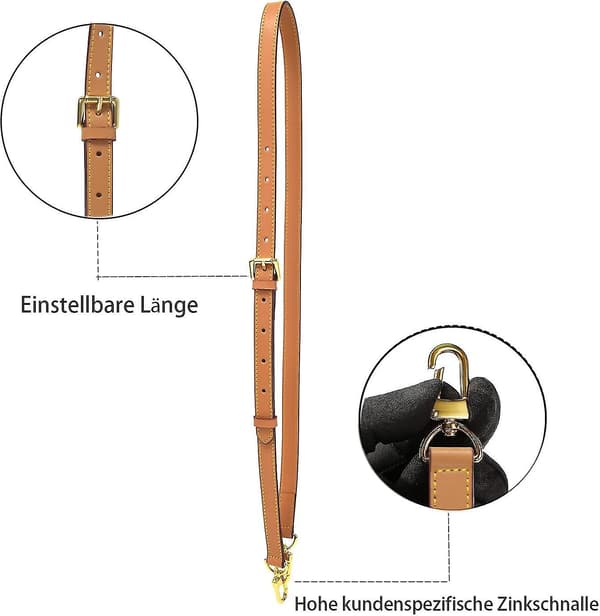 Enkel axelrem, sned axel, justerbar axelrem i äkta läder, lämplig för små väskor, handväskor, budväskor, crossbody-väskor
