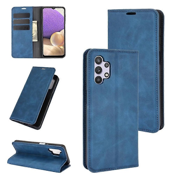 Skin-Touch Auto-absorberende Læder Cover med Wallet Stand til Samsung Galaxy A32 5G/M32 5G Case