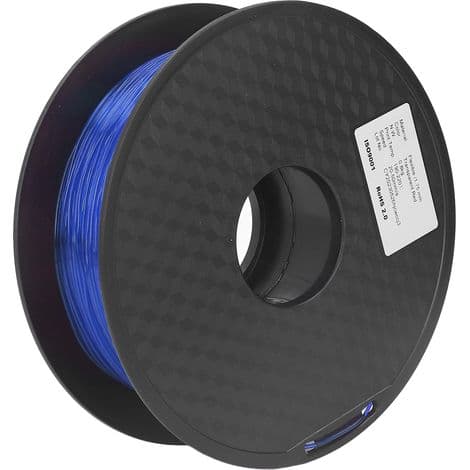 1,75 mm Fleksibel TPU-filament 1 kg til 3D-print - Transparent Blå, Tilstopningsfri