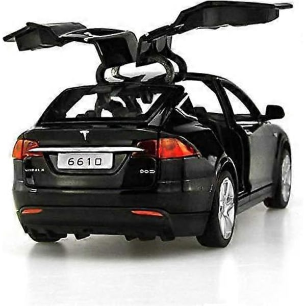 1:32 Alumiininen Tesla X90 -auton malli, vetävä takaisin elektroniset lelut valoilla ja musiikilla, valumuottiautolelu yhteensopiva Teslan Model X:n kanssa, Teslan ystäville keräilyyn