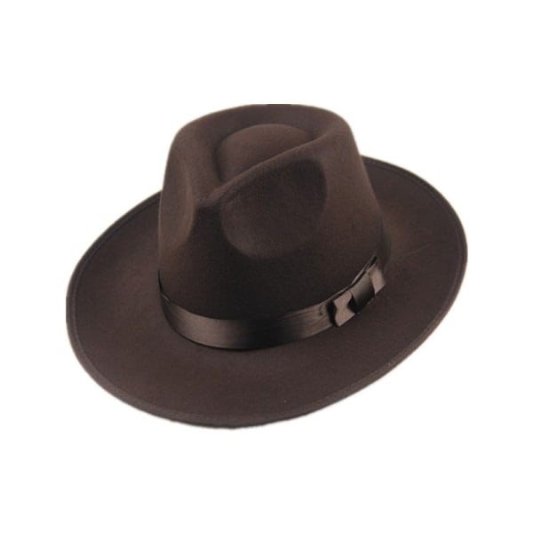 Solhat herre- og damehat hård filt bred skygge efterårsbrun retro hat filthat jazzhat Coffee