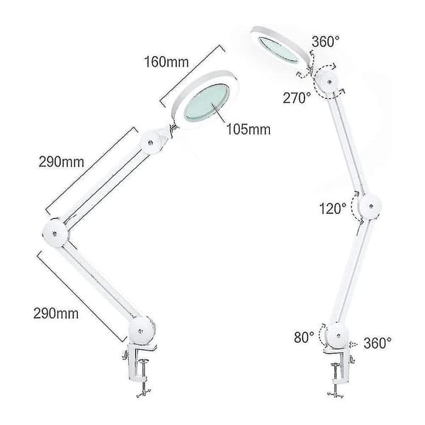 LED-suurennuslamppu, 5 diopterin suurennuslasi valolla