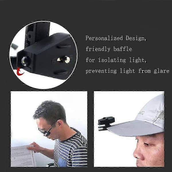 LED Clip-on Brillelys til Briller, Mini Læselampe til Camping Fiskeri Vedligeholdelse (1 Par)
