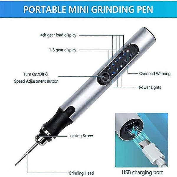 USB Customizer Professionel Graveringspen 30 Bits, Genopladelig Graveringspen Trådløs, Graveringsværktøj