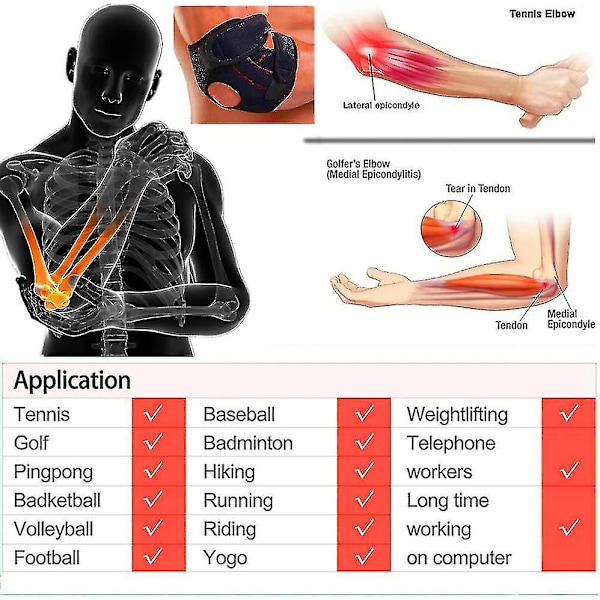 Tennis Golfare Armbågsstöd För Armbågskydd Armbågsbandage Armskydd Wrap - Lätt Och Justerbar - Armbågsarmkrok Och Loopband Bra För Armbåge