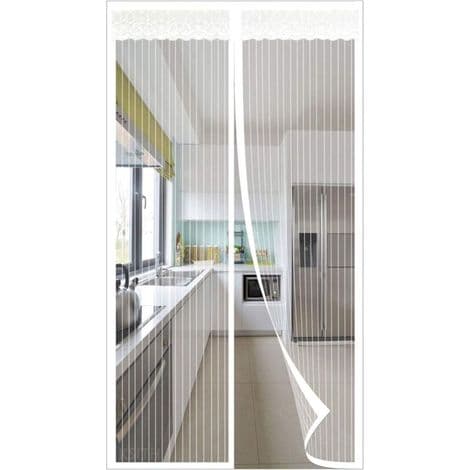 Magnetisk myggnettinggardin for dører opp til 90 cm x 210 cm (hvit)