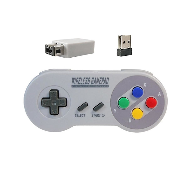 Trådløs Game Controller 2.4G Gamepad Joystick Kompatibel med SNES Mini PC Windows NS Switch Farverige Knapper