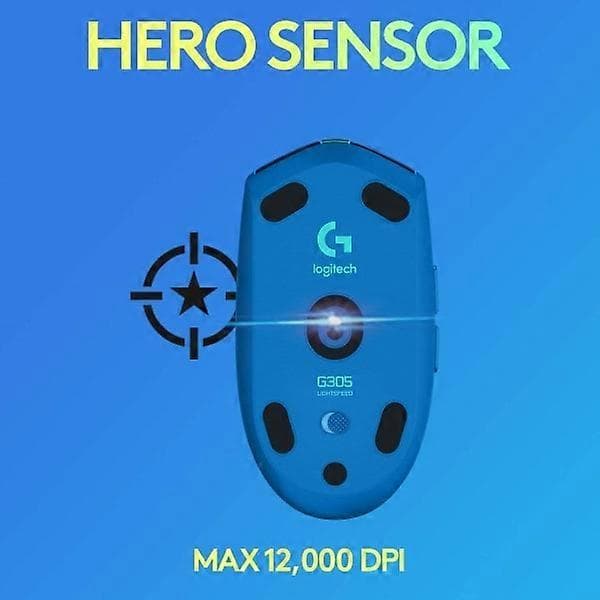 Logitech G305 LIGHTSPEED trådløs gamingmus, Hero 12K sensor, 12.000 DPI, letvægt, 6 programmerbare knapper