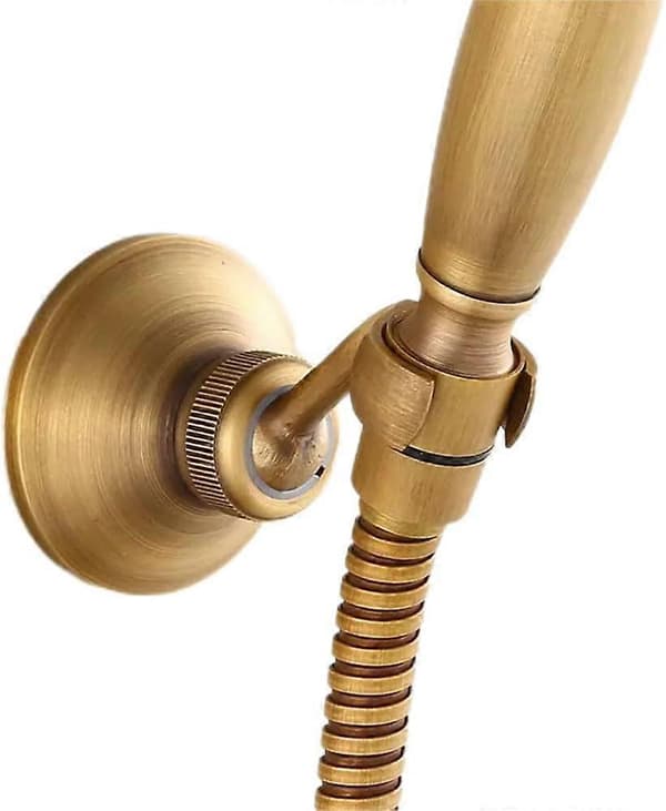 Vintage Messing Dusjhodeholder, Justerbar Dusjhodeholder, Hånddusj Gaffelholder med Messingbeslag