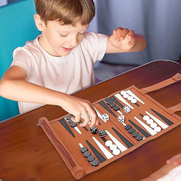 Mikrofiber Reise Backgammon Sett - Reise Spillbrett Strategispill Brikker