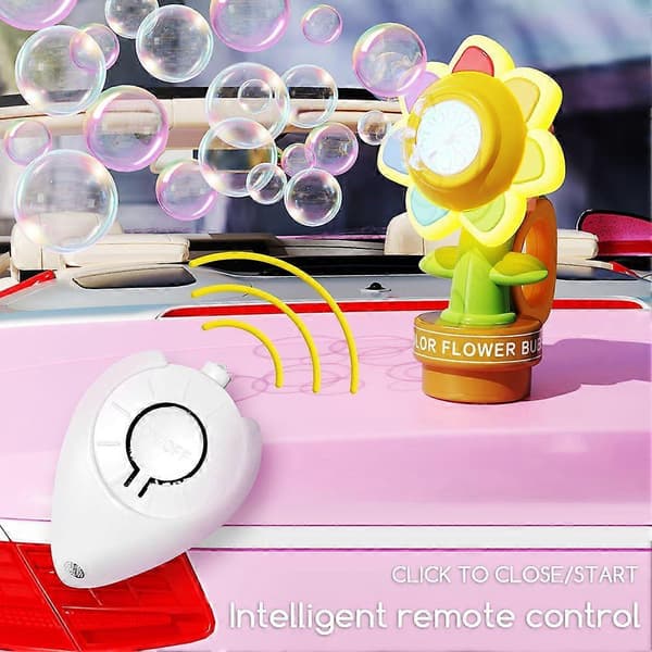 Dansende solsikke boblemaskin for barn bil dekor morsom svingdans boblemaker med LED-lys