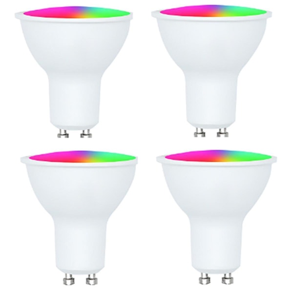 Tuya Glödlampa 4-pack RGB CW+ LED-lampor 5W Dimbara Lampor Smart Life APP-styrning Glödlampor A