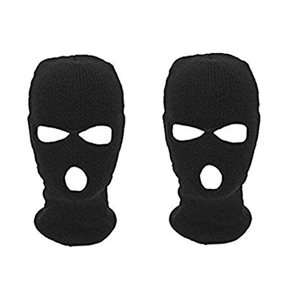 2-pack 3-håls Balaclava Svart Mask Vinter Sas Stil Armé Skidödare Stickad Halsvärmare Polis Swat Helansikte Taktisk