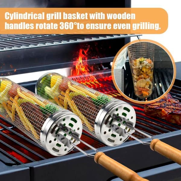 2 grillkurve i rustfrit stål til udendørs grillning