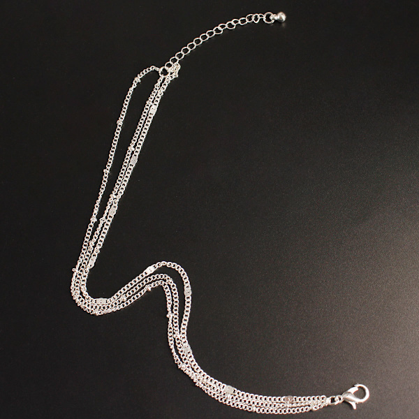 Anklet with Rhinestones 2 pcs Silver