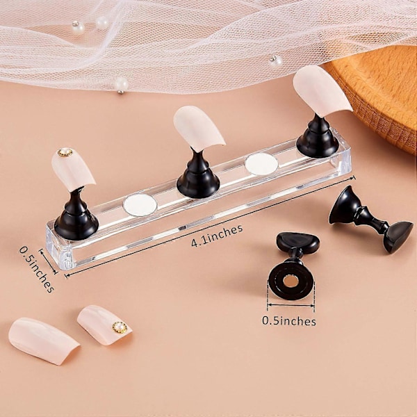 2 stk. Akryl Negle Display Stand Negle Tip Øvelsesholder, Sort