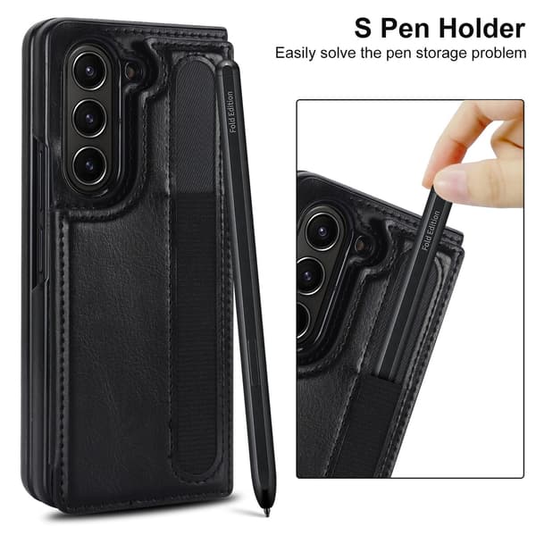 Double Strap Pen Holder Foldable Case Compatible with Samsung Z Fold6