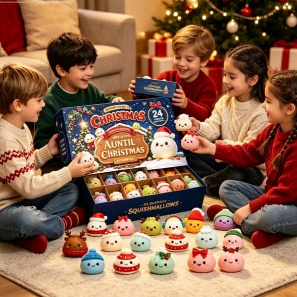 Julklimp Adventskalender Blind Box, 24 st Tecknade Klimpklämleksaker, Julöverraskningspresent