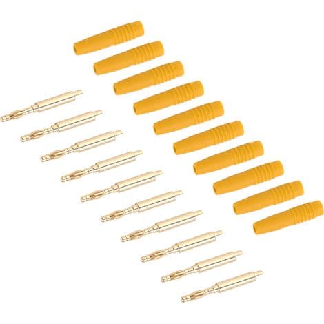 10 Stykker 2mm Han Isolerede Gule Bananstik til Elektronisk Testudstyr