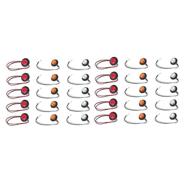 Rød&Gul&Hvid Mini 3/4\" Rund Side LED Markeringslys til RV