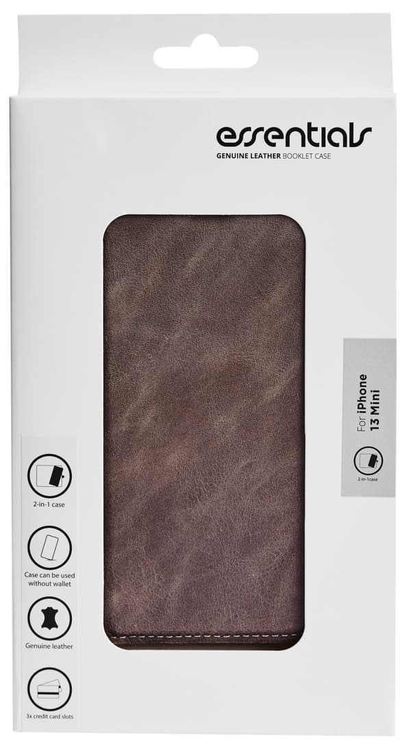 iPhone 13 Mini läderplånbok, avtagbar, grå