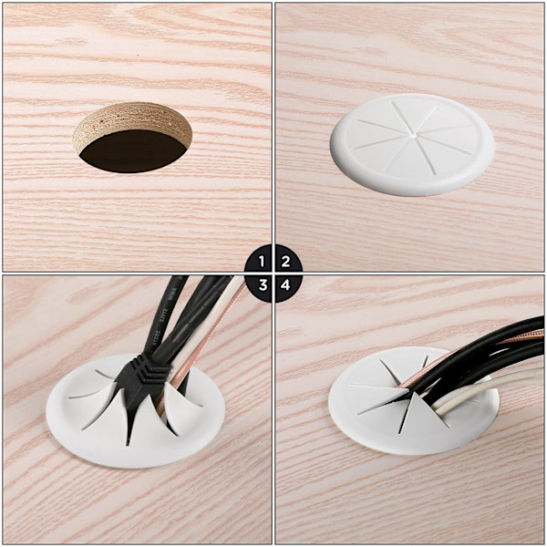 Desk Cable Grommet 50 mm, 6-pack White