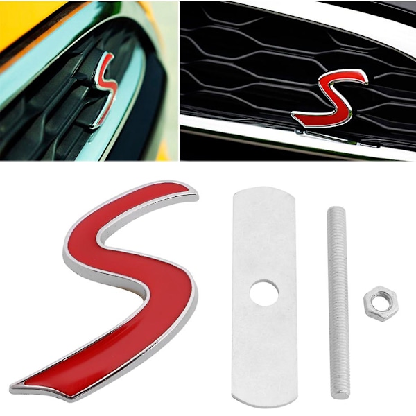 3D Metall S Frontgrill Badge Emblem Dekal för Mini Cooper R50 R52 R53 R56 R