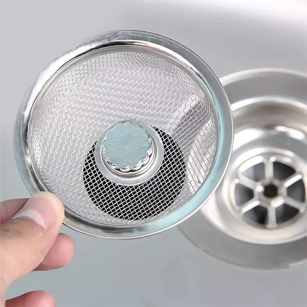 Sink Strainer with Plug and Handle, Stainless Steel, Silver, 2-pack