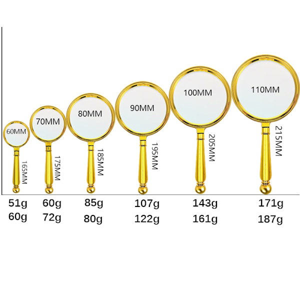Gold-plated round handle magnifying glass 11 cm