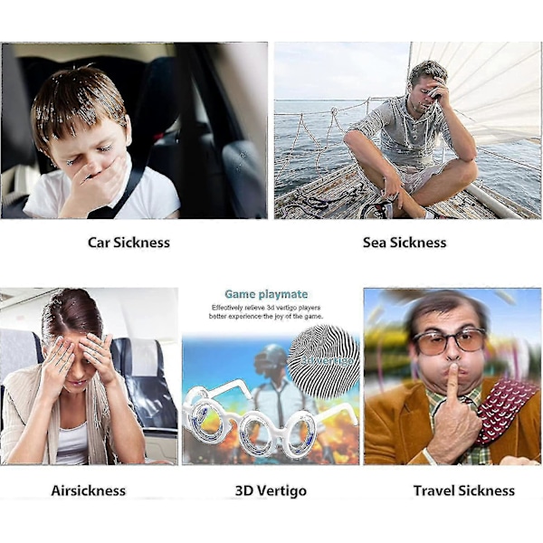 Smartglasögon mot åksjuka, Ultralätta bärbara illamåendeglasögon, Vätskefyllda glasögon utan linser för vuxna och barn