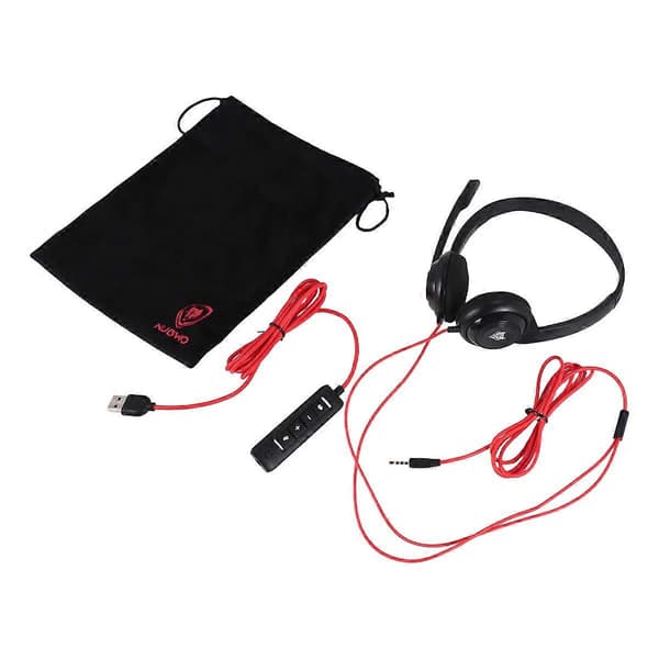 USB-headset med støjreducerende mikrofon til bærbar computer, on-ear kablet kontoropkaldscenter H