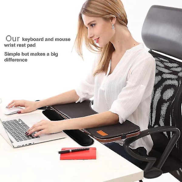 Håndledsstøtte til tastatur og mus Ergonomisk håndledsstøtte med memoryskum til at aflaste håndleddet Sort pude sæt #yg