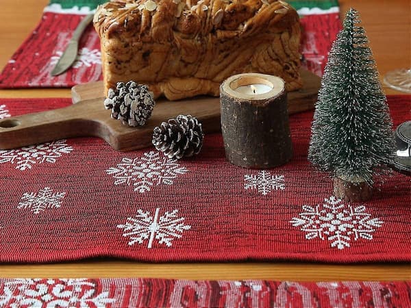 Dug med snemand, bomuld og linned, julepynt