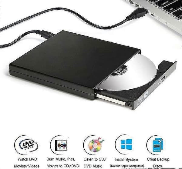 Ekstern DVD-stasjon med CD-brenner - USB 3.0 Bærbar CD/DVD-brenner for bærbar PC og stasjonær PC