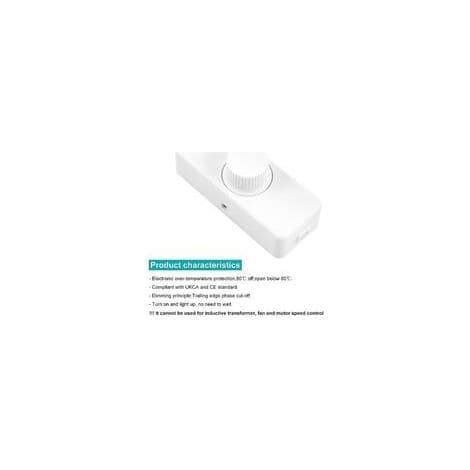 3-100W LED bakkantdimmer (rotasjonsdimmer), brukes for dimbare LED-, gløde- og halogenlamper, 220-240V, CE plug-in bryter, hvit