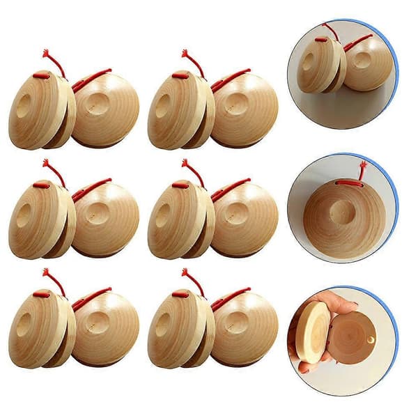 12 stk. Percussion Instrument Træ Spansk Kastagnet Hånd Finger Kastagnetter