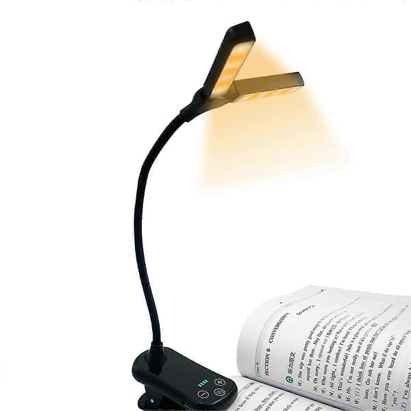 Dobbelthodet 14 LED Touch Kontroll Leselys med 8 Lysstyrker USB Oppladbart Øyebeskyttende Boklys
