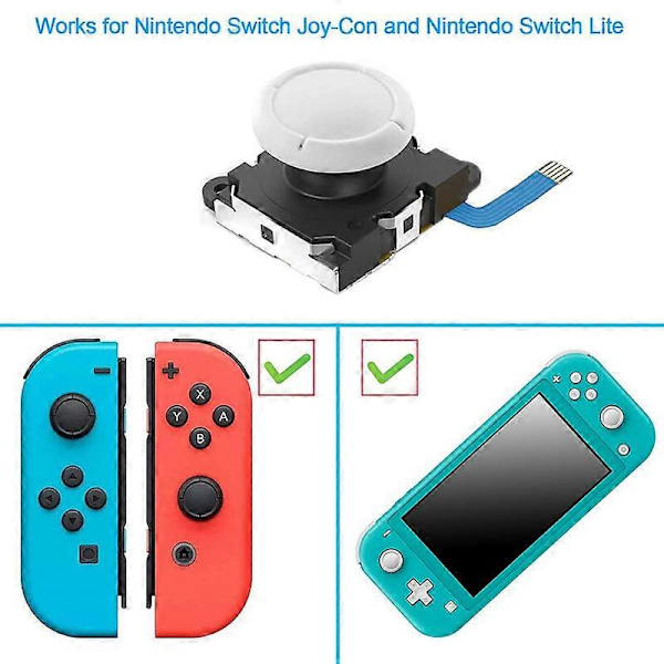 2-pack Ersättnings-Joystick Analog Tummepinne Del för Nintendo Switch Lite Joy-Con-kontroll - med Reparationsverktygssats