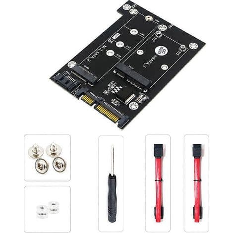 Dubbel SATA 3.0-adapter för M.2- eller mSATA SSD:er, 2-i-1 NGFF-konverteringskort