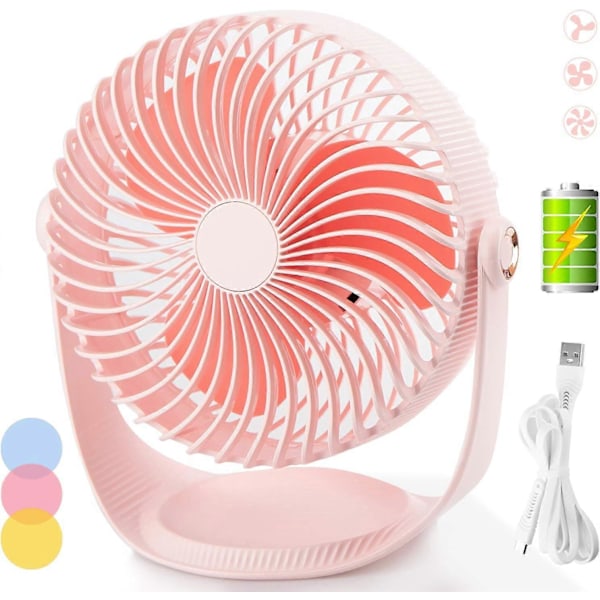 Pöytätuuletin Pieni Hiljainen USB Tuuletin Pöytätuuletin Akulla Toimiva Mini Tuuletin Kannettava Tuuletin 360° Kierto