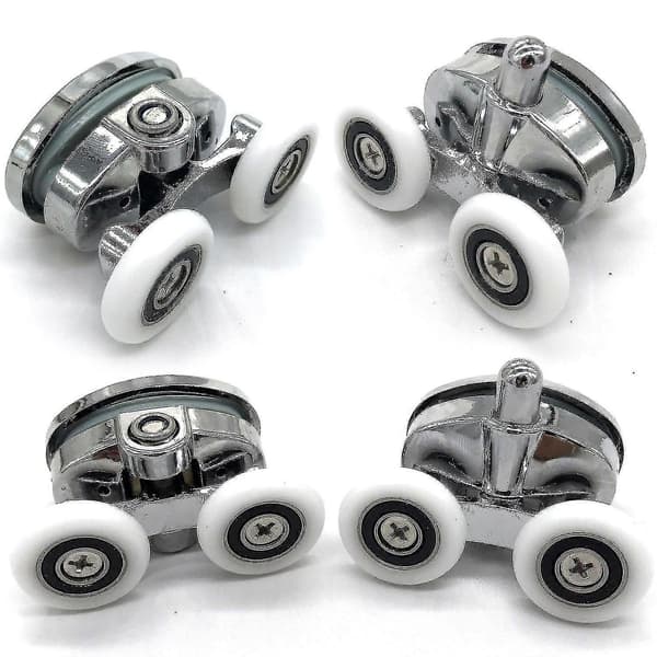 Sett med 4 dusjdørruller - To hjul - Oval - Sommerfuglformet (23mm)