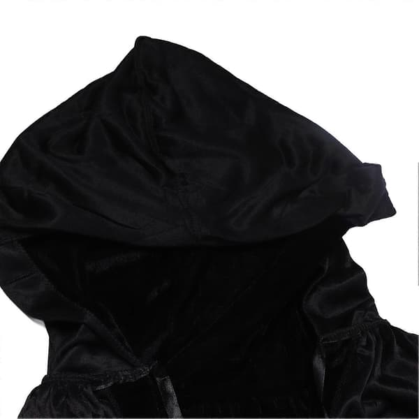Hætte Cape Kappe Fløjl Cosplay Unisex Kostumer Kappe til Halloween Julefest Sort L YEMAA