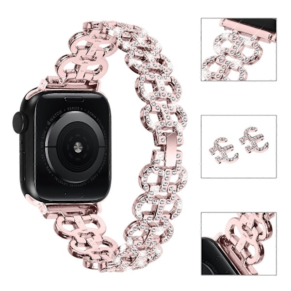 Typ A Rhinestones Dekor Gurkformad Klockarmband för Apple Watch Series 10 42mm/9 8 7 41mm/SE