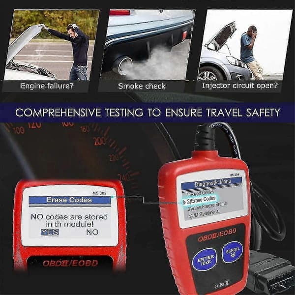 Motorcykel ATV OBD2 Scanner med 8-Pin Diagnostisk Adapter og MS309 Værktøj